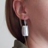 B2056 Silver barrel-design earrings