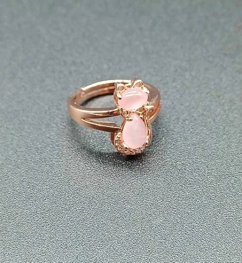 R1075 playful pink cat ring