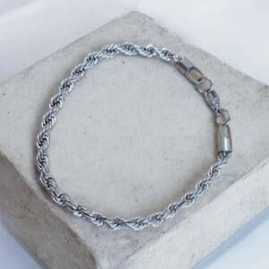 Traditional Silver Colour/Stainless Steel Rope Bracelet
