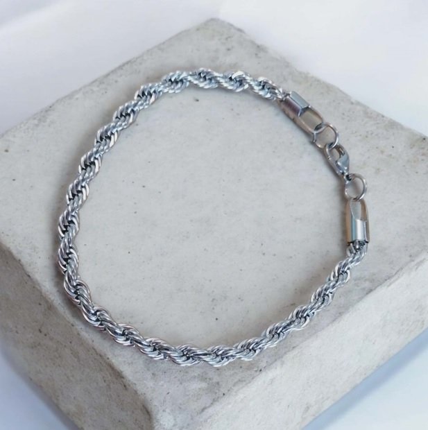 Traditional Silver Colour/Stainless Steel Rope Bracelet