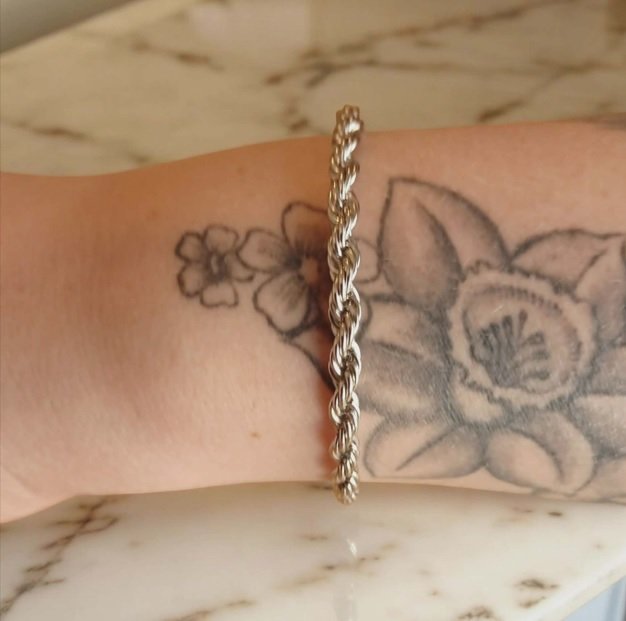 Traditional Silver Colour/Stainless Steel Rope Bracelet - Image 2